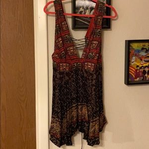 Free people patterned dress with tie on back